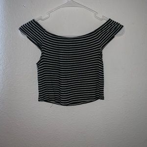 Black and White Striped Crop Top
